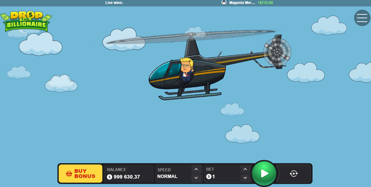 Hubschrauber am Anfang einer Runde in Drop The Billionaire
