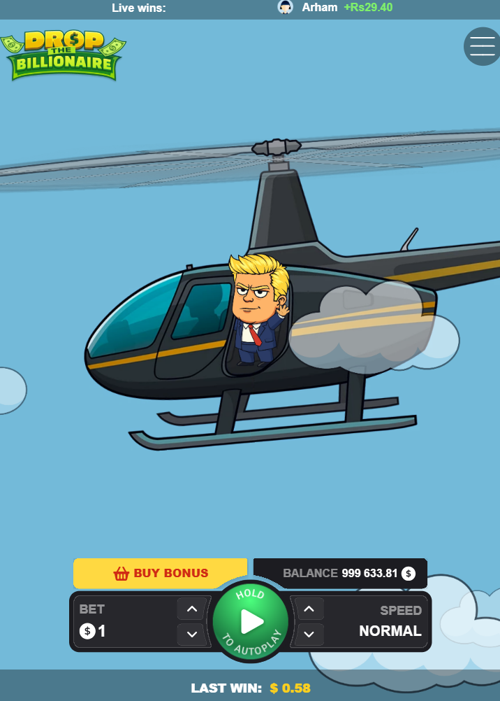 Drop The Billionaire im Hochformat mit Buy-Bonus-Taste